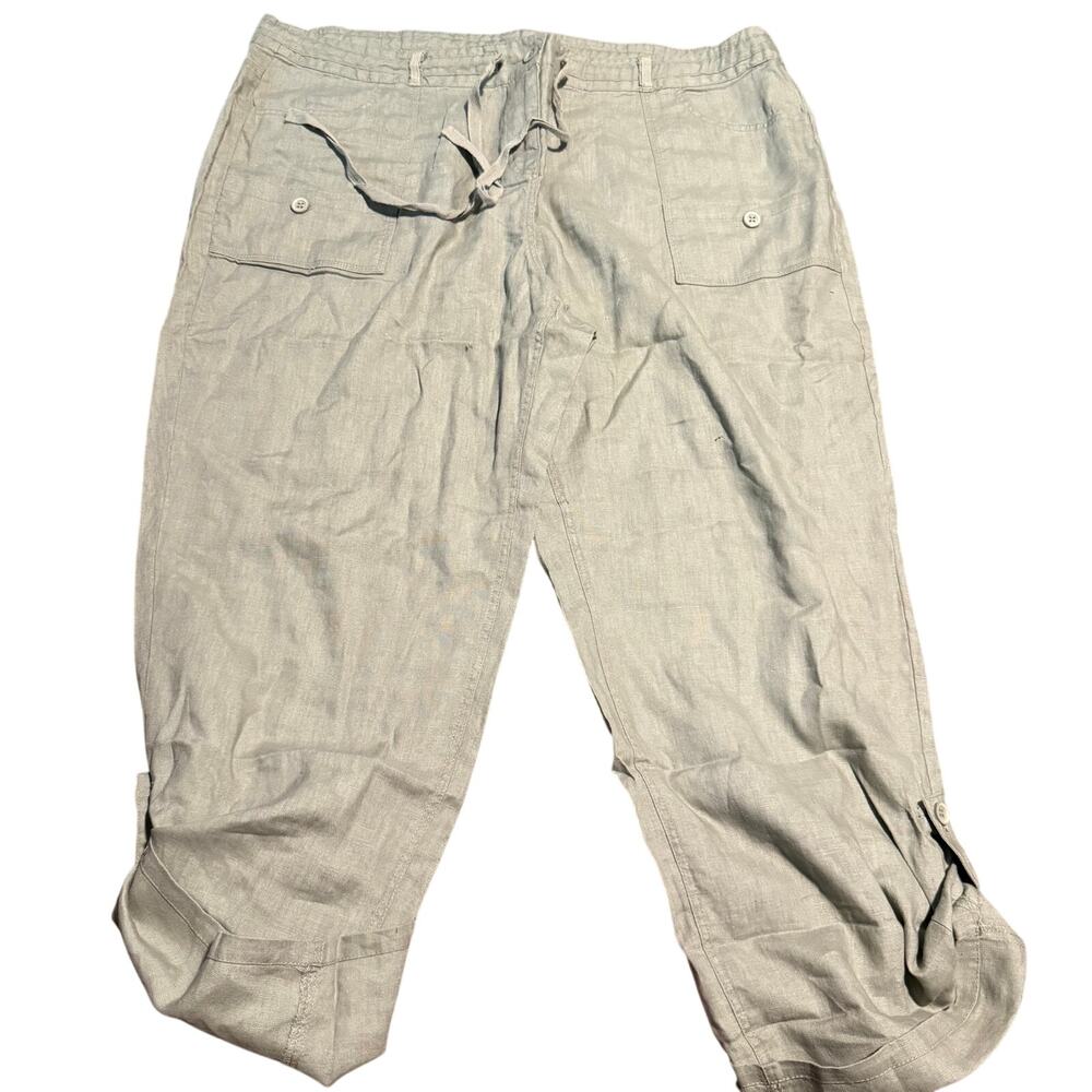 Premise Cassidy Linen Pants, Convertible Hem, Olive Sage, Plus Size 24W, NWT